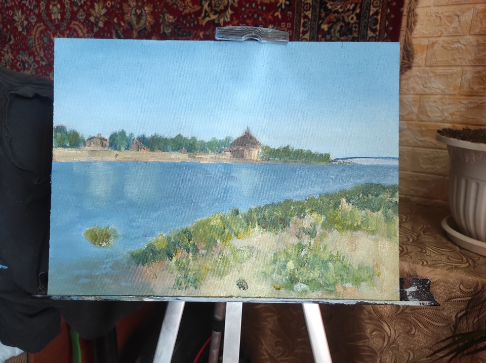 Псков. Вид на Покровскую башню. Холст на картоне/масло, 30*40 см, 2023