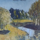 Псков. Пруд возле Мирожского монастыря. 40*30 см, х/м, 2023